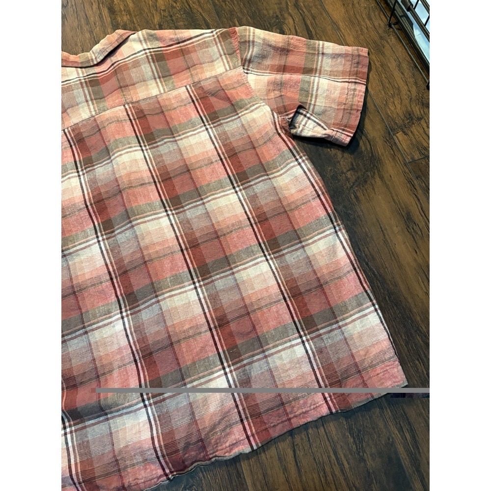 Wrangler George Strait Mens M Plaid Woven Short Sleeve Button Up Shirt Pink - Picture 15 of 16